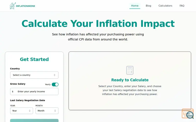 Screenshot of InflationMonk