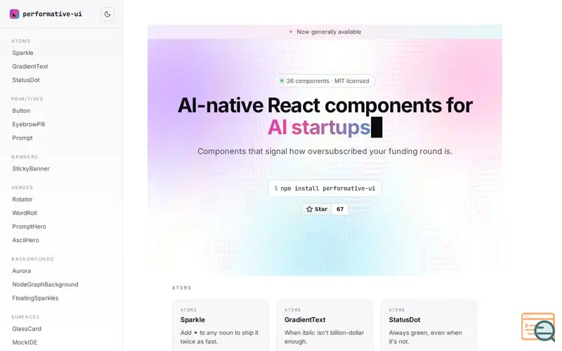 Screenshot of Performative-UI