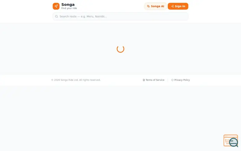 Screenshot of Songa Ride Booking App
