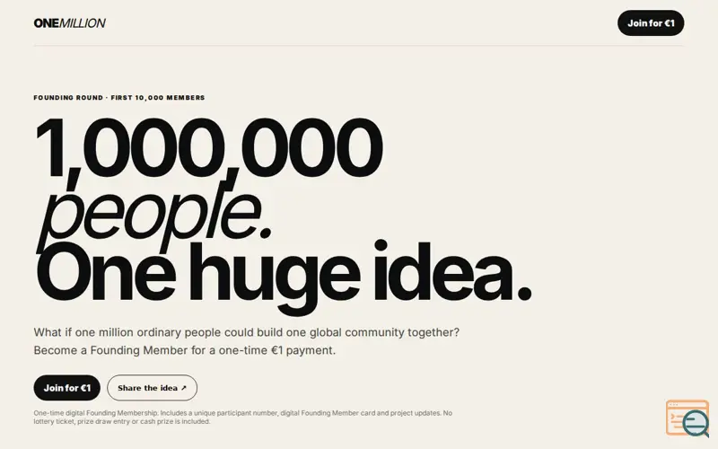 Screenshot of ONE MILLION