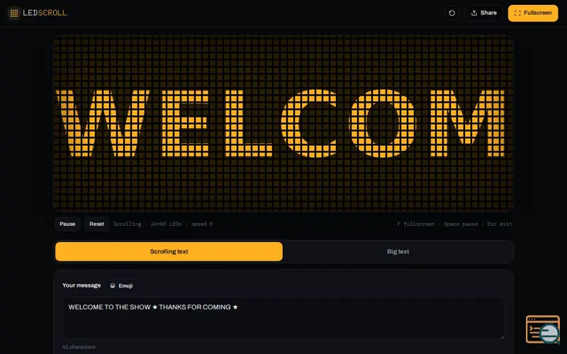 Screenshot of Online LED Scroller
