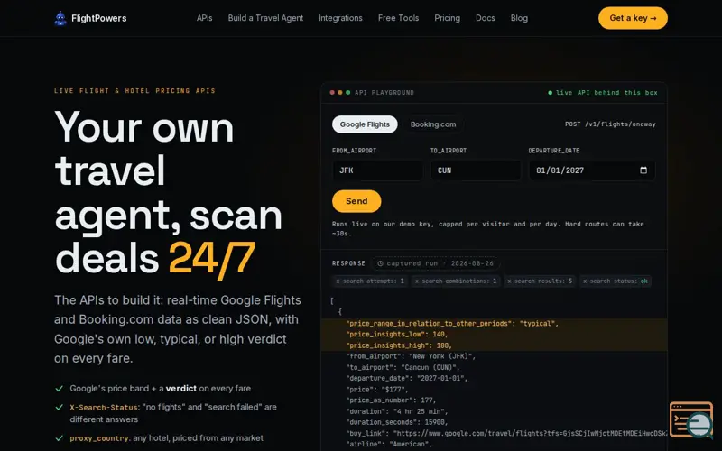 Screenshot of FlightPowers