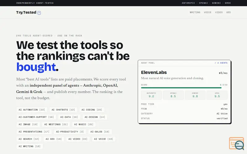Screenshot of Tested