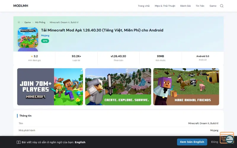 Screenshot of Minecraft 