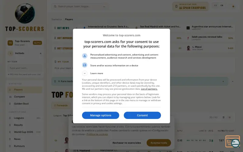 Screenshot of TopScorer, a launch using LaunchStag