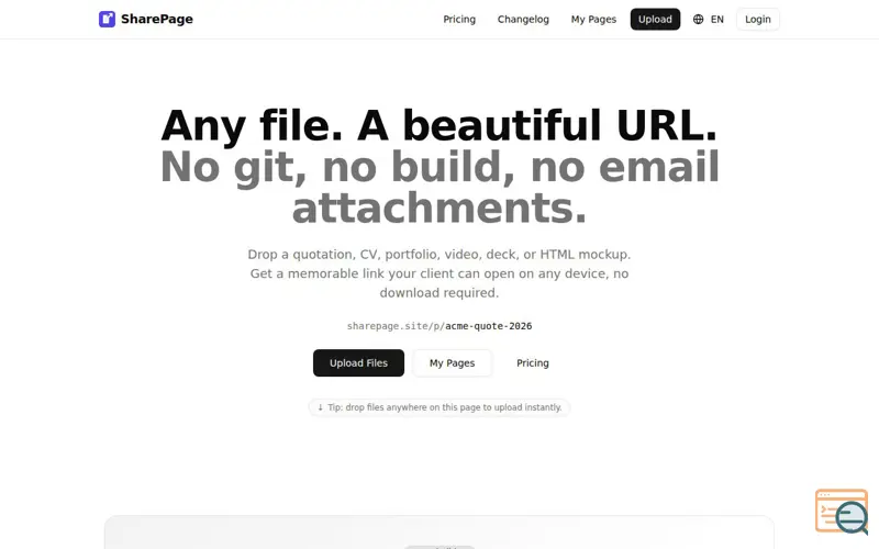Screenshot of SharePage