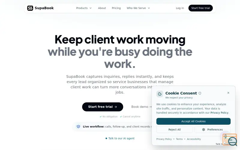 Screenshot of SupaBook