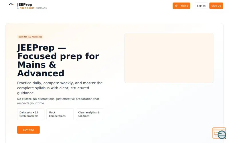 Screenshot of JEEPrep — a PrepOrbit Company