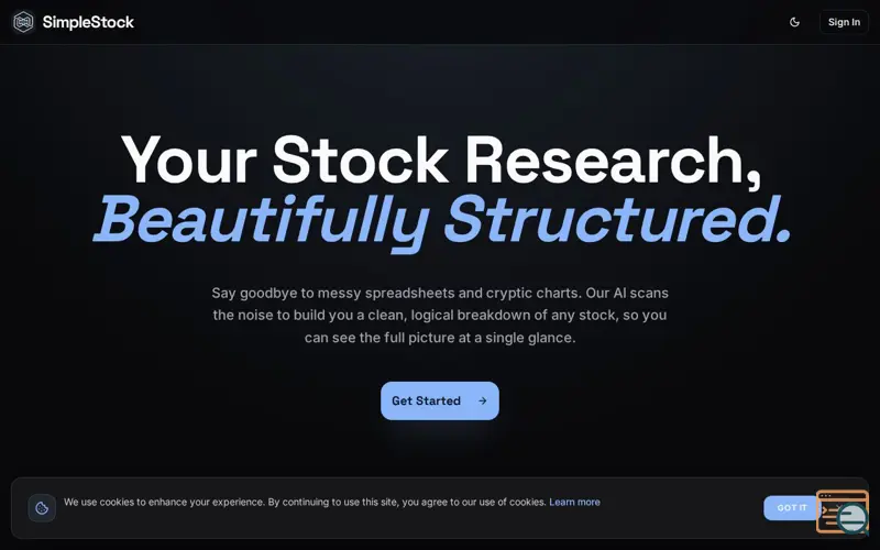 Screenshot of SimpleStock AI