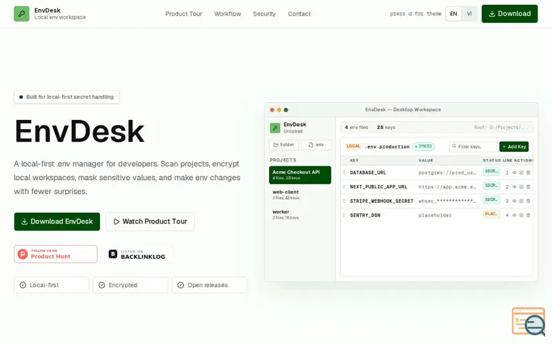 Screenshot of EnvDesk
