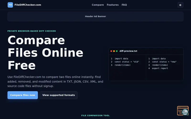 Screenshot of FileDiffChecker.com