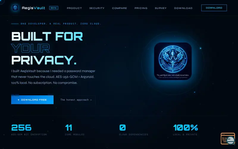 Screenshot of AegisVault