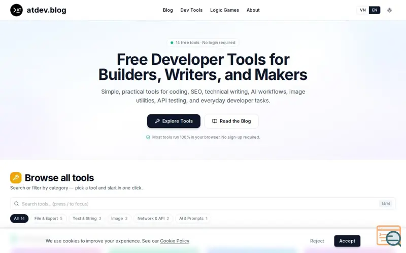 Screenshot of atdev.blog