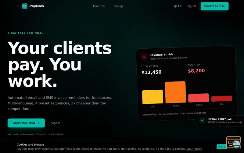 Screenshot of PayNow