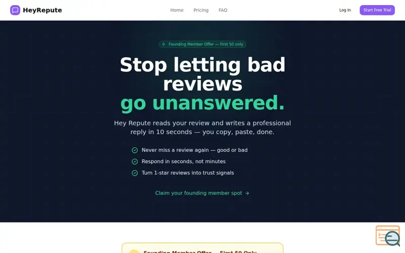 Screenshot of HeyRepute, a launch using AppMedo