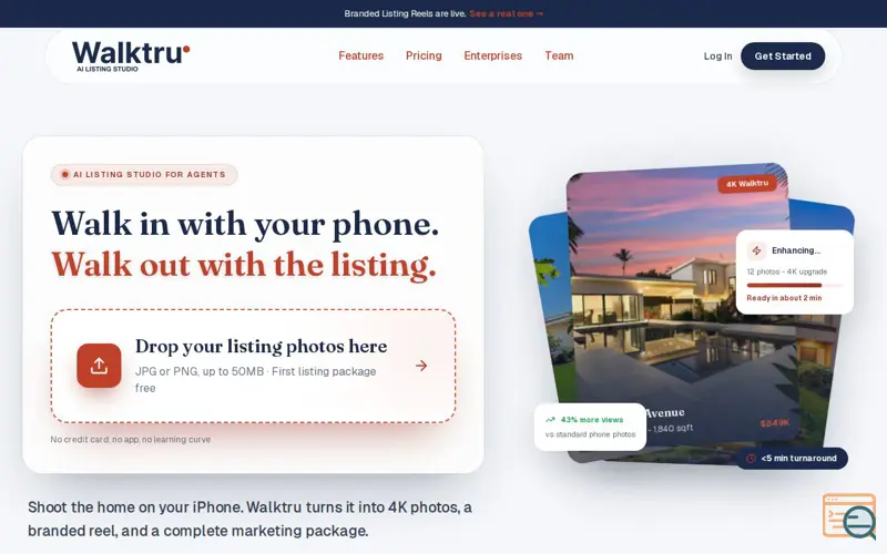 Screenshot of Walktru — AI Listing Studio for Real Estate Agents