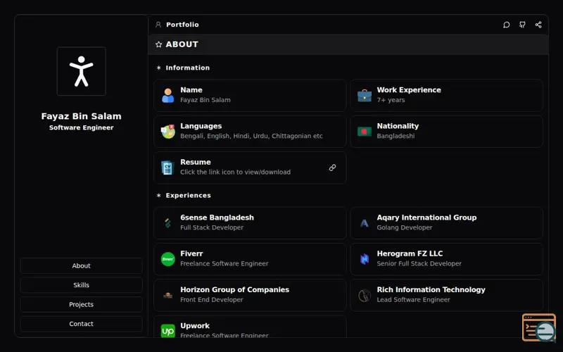 Screenshot of My developer portfolio