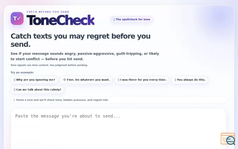Screenshot of Tonecheck — Spellcheck for Tone