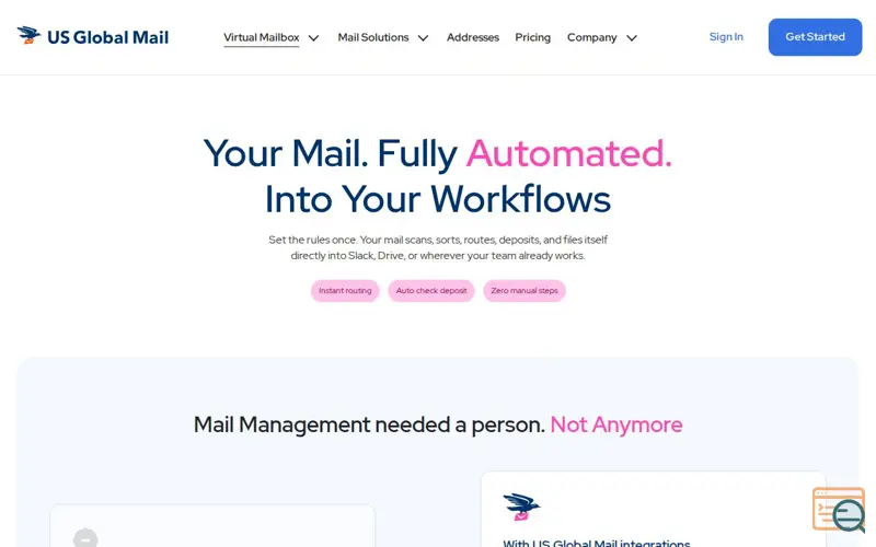 Screenshot of US Global Mail - MCP Server, a launch using SupportSystem