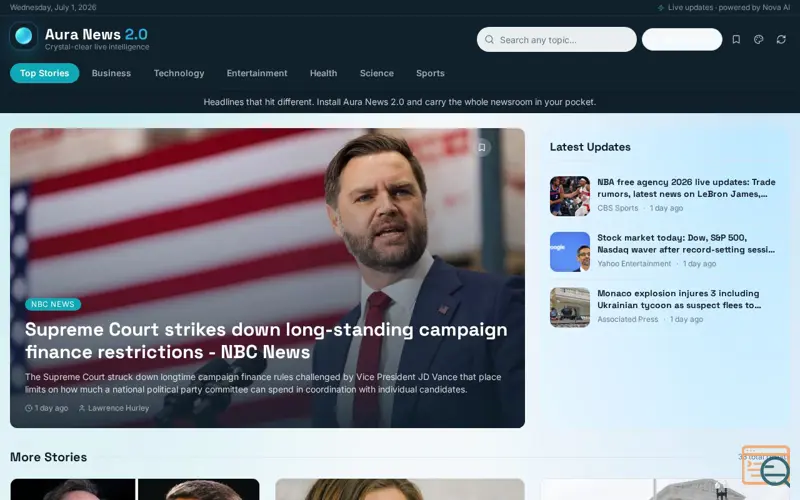 Screenshot of Aura News 2.0