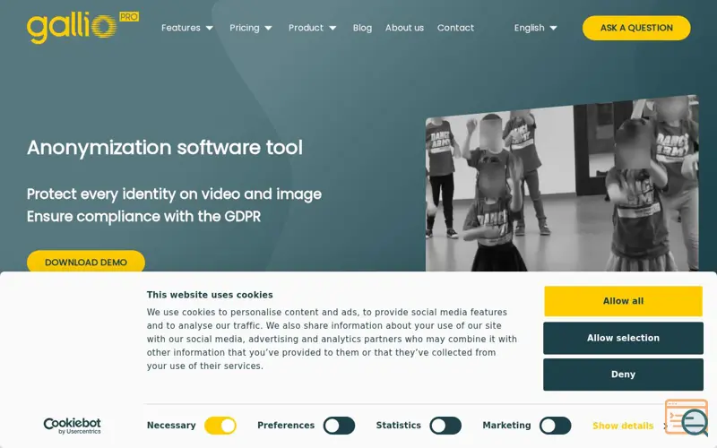 Screenshot of Gallio PRO, a launch using Storyblok