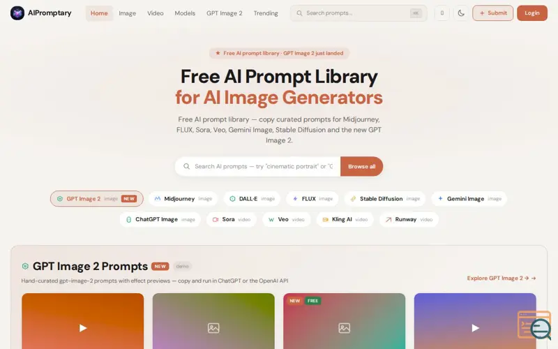 Screenshot of AIPromptary