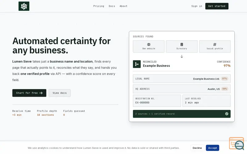 Screenshot of Lumen Sieve