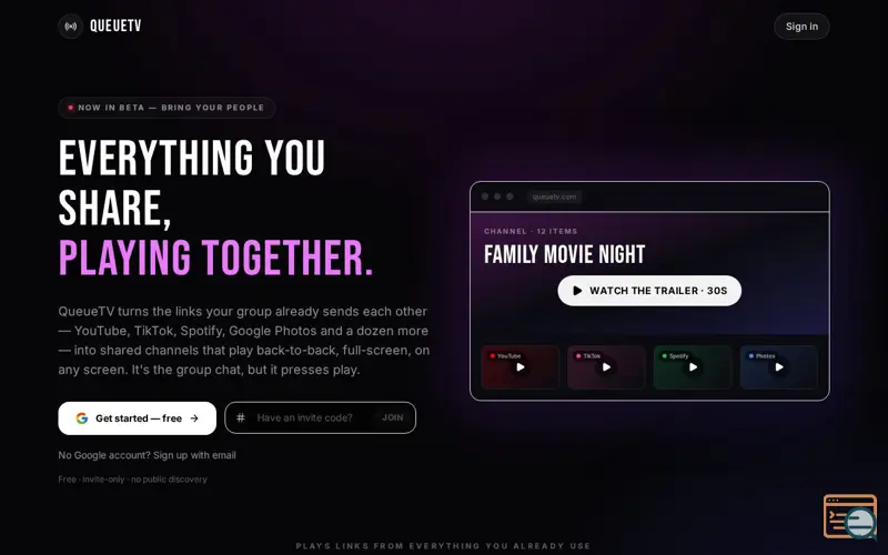 Screenshot of QueueTV