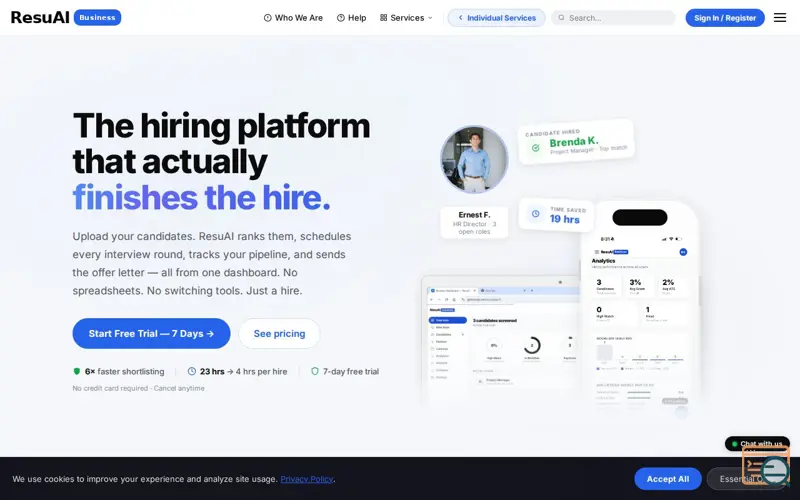 Screenshot of ResuAI Business