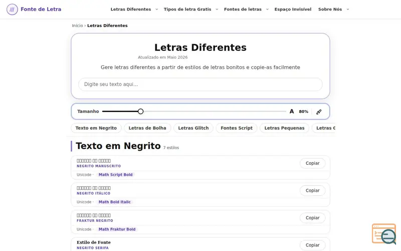 Screenshot of Fonte de Letra