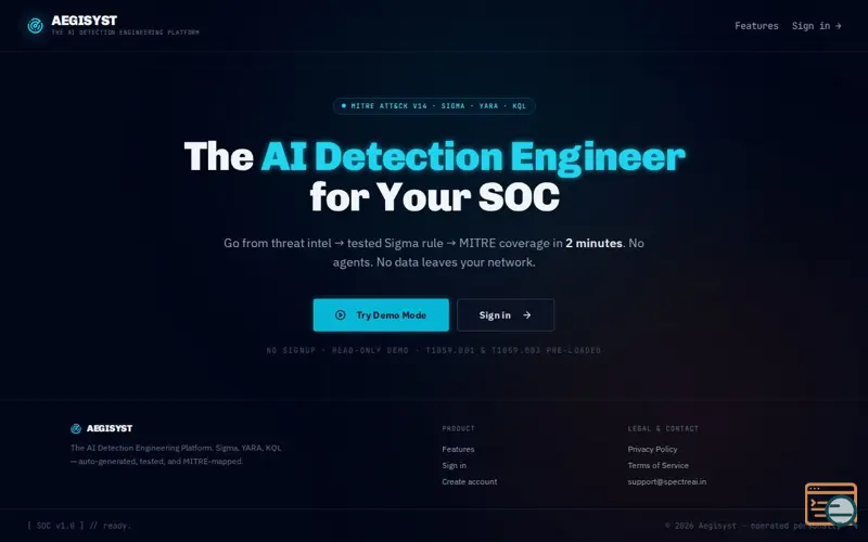 Screenshot of Aegisyst
