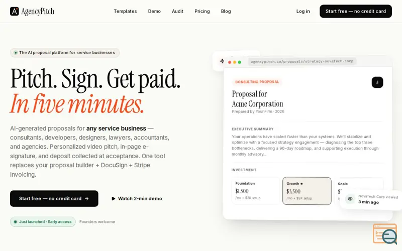 Screenshot of AgencyPitch