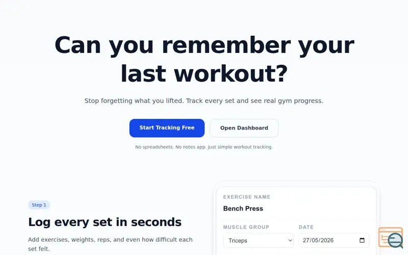 Screenshot of Free Gym Rep Tracker App