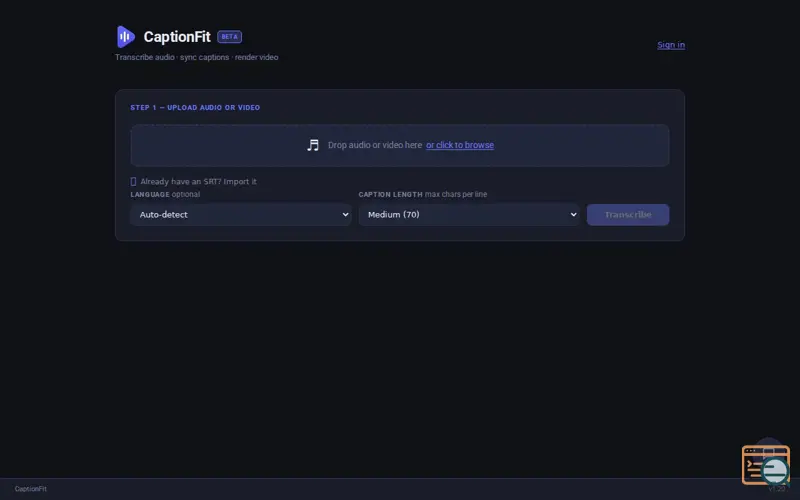 Screenshot of CaptionFit