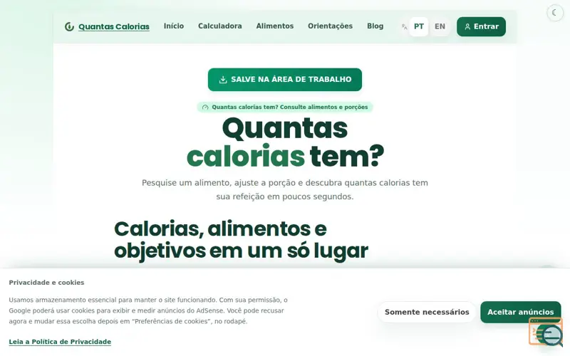 Screenshot of Quantas Calorias