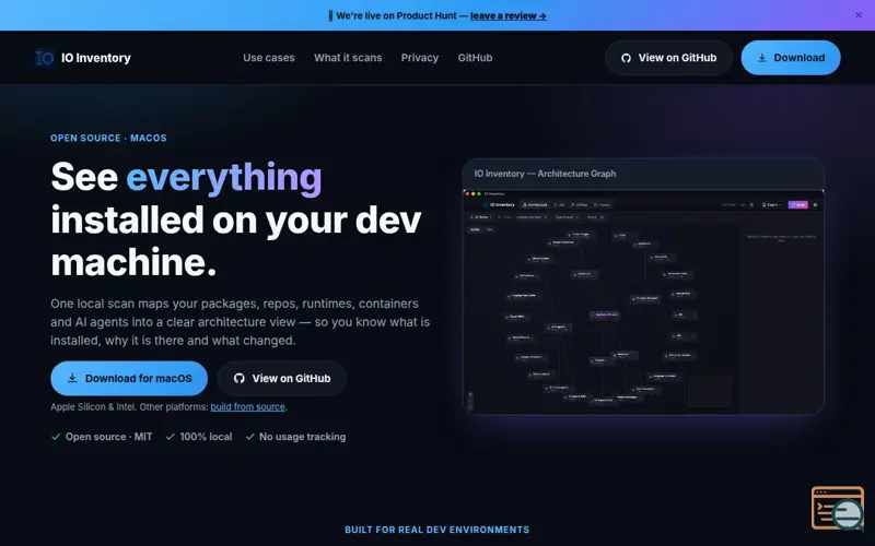 Screenshot of IO Inventory