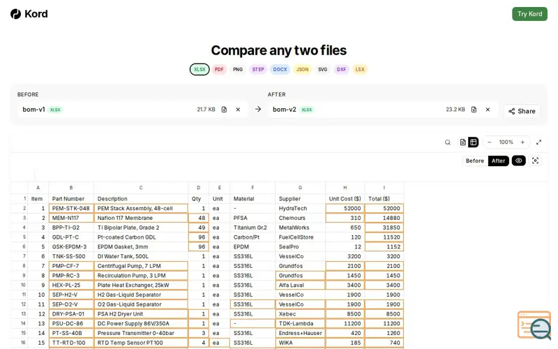 Screenshot of Diffing Binary Files