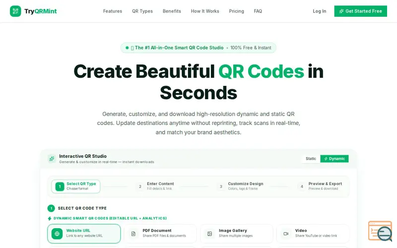 Screenshot of TryQRMint