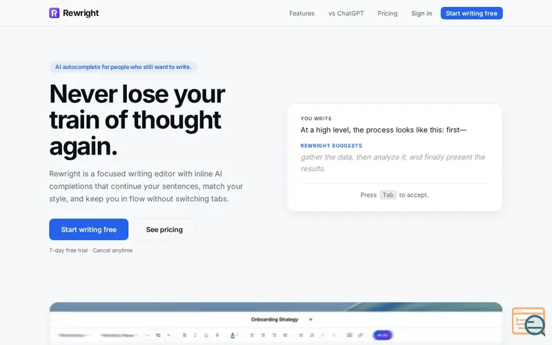 Screenshot of Rewright.ai