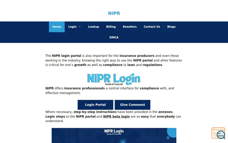 Screenshot of NIPR