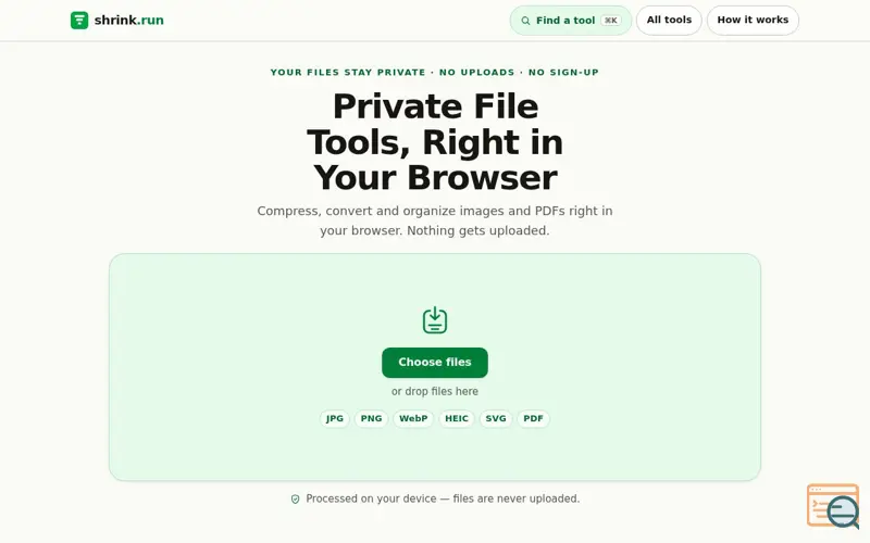 Screenshot of shrink.run