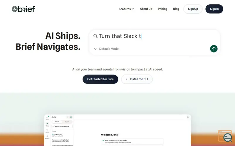 Screenshot of Brief