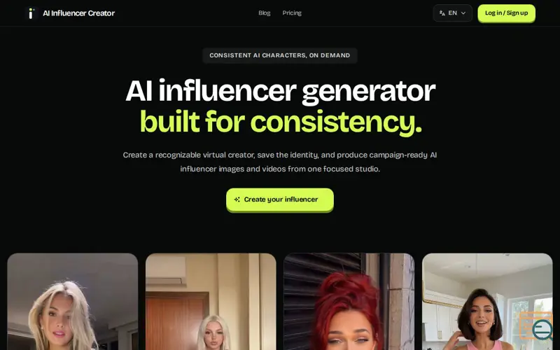 Screenshot of AI Influencer Creator