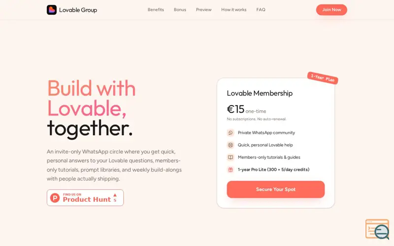 Screenshot of Lovable Group