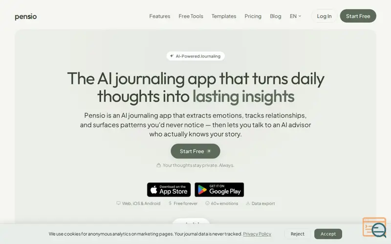 Screenshot of Pensio