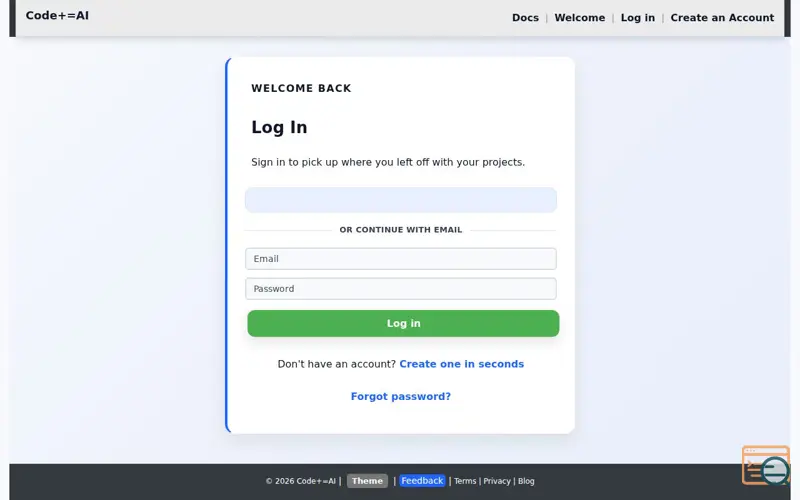 Screenshot of Codeplusequalsai