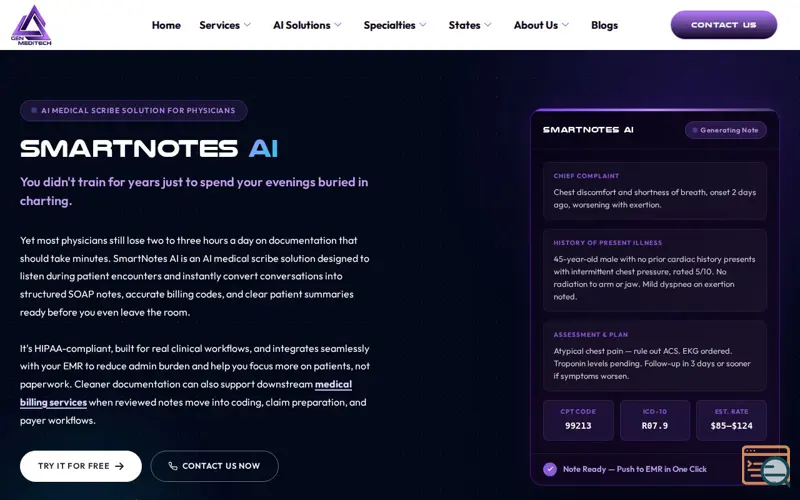 Screenshot of SmartNotesAi, a launch using Animate.css
