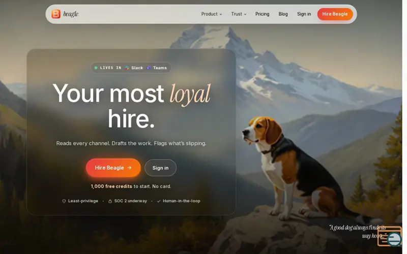Screenshot of Beagle - AI sidekick for agencies