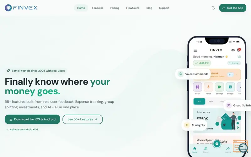 Screenshot of Finvex: All-in-One, a launch using GreenGeeks