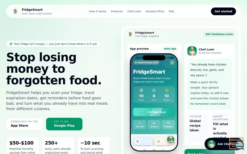 Screenshot of FridgeSmart App